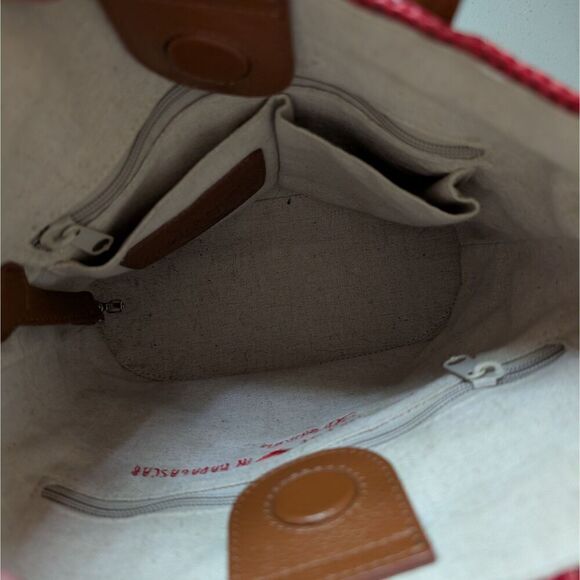 BRIGHTON FERRARA VOLTERA Red Raffia Straw Tote VERYCLEAN *missing shoulderstrap* - Picture 4 of 9